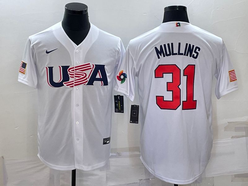 Men 2023 World Cub USA #31 Mullins White Nike MLB Jersey8->more jerseys->MLB Jersey